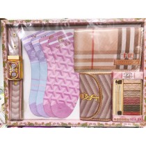 雅致手帕袜子套装 ( 女 ) - Lady Handkerchief , Wallet and Socks set - Brown W 